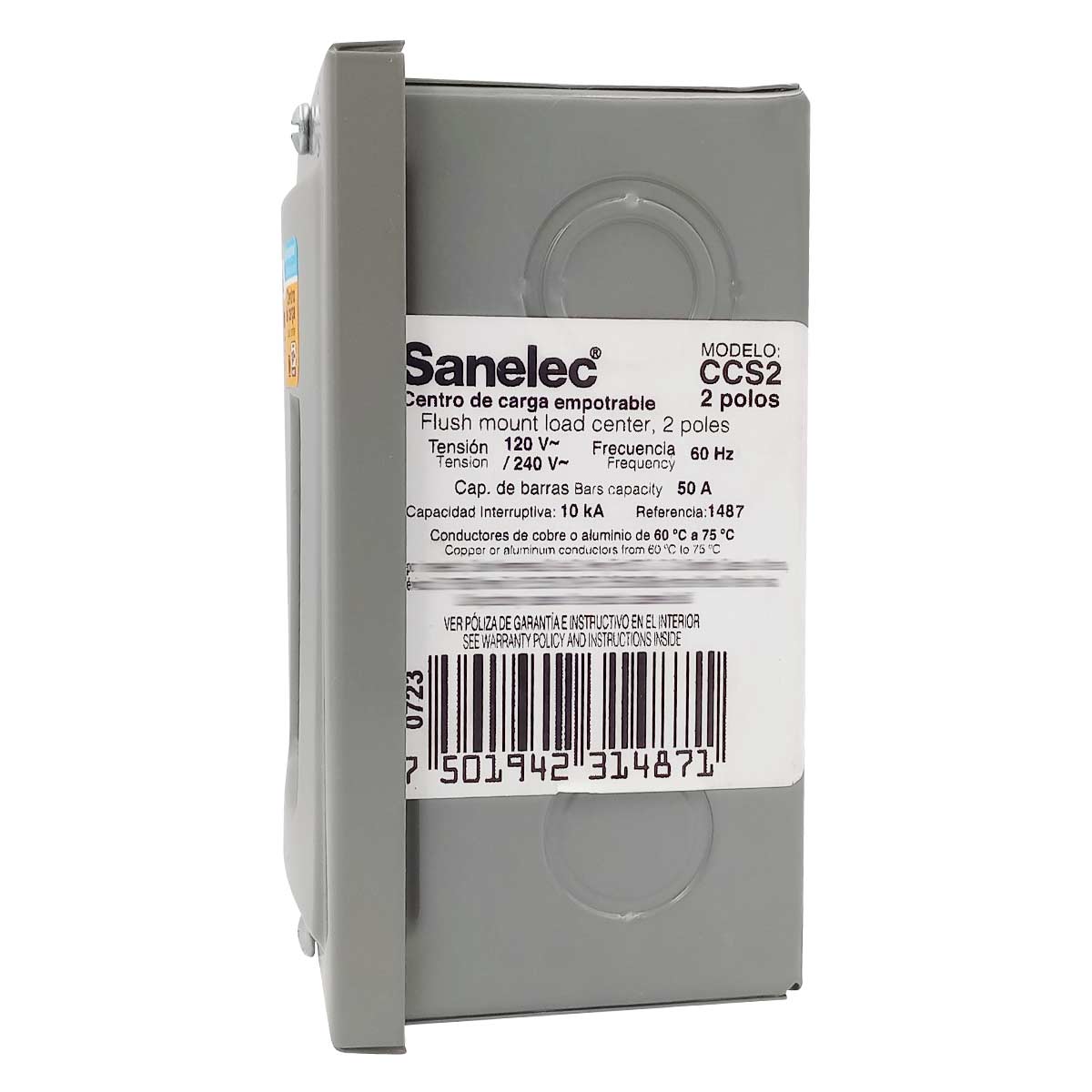 Centro de carga de sobreponer 2 polos Sanelec