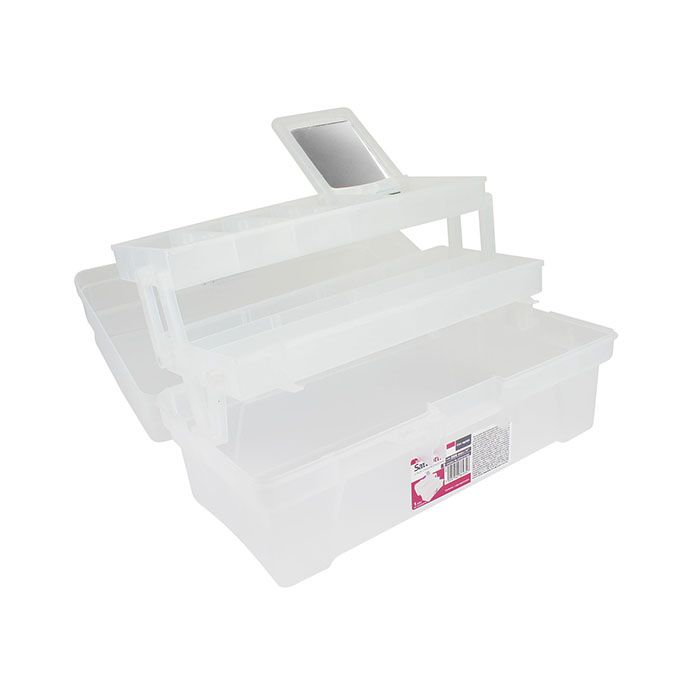 Caja Multiusos Cosmetiquera 14" 35cm Trasparente Rosa