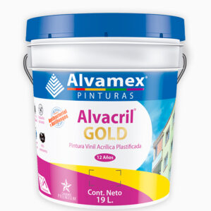 Cubeta Pintura Vinilica Alvacril Plastificada Sanitada Blanco 19L