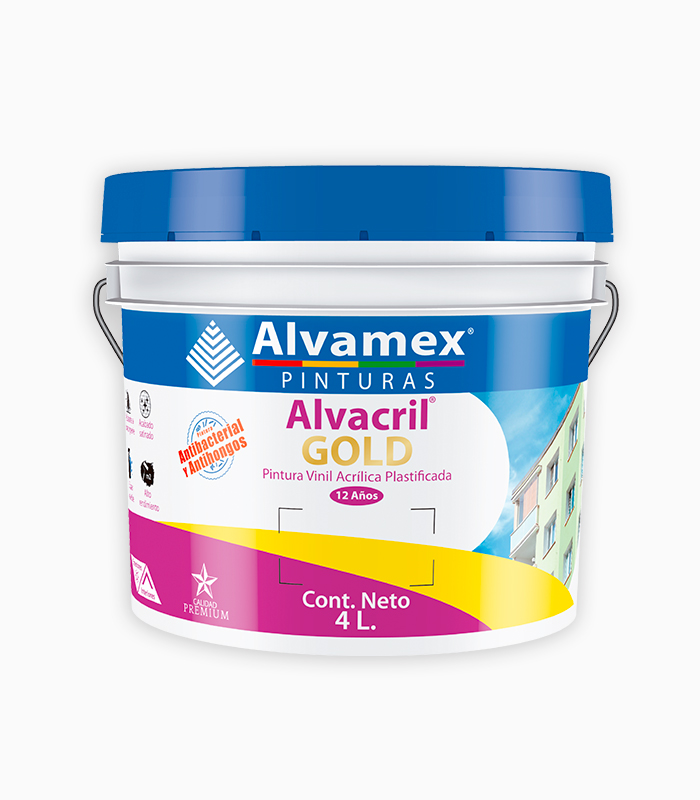Galon Pintura Vinilica Alvacril Plastificada Sanitada Blanco 4L