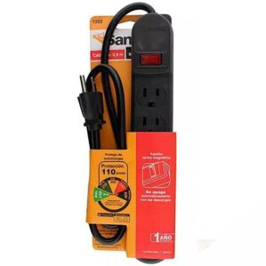 Barra Multicontacto 6 entradas con Supresor de Picos