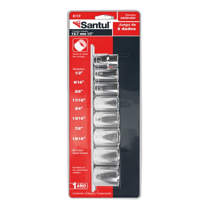 Juego de 8 dados estandar std cuadro 1/2"