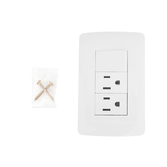 Placa Armada Apagador y Doble Contacto Toscana Blanco