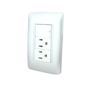 Placa Armada Apagador y Doble Contacto Toscana Plata