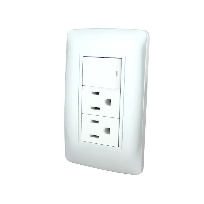 Placa Armada Apagador y Doble Contacto Toscana Plata