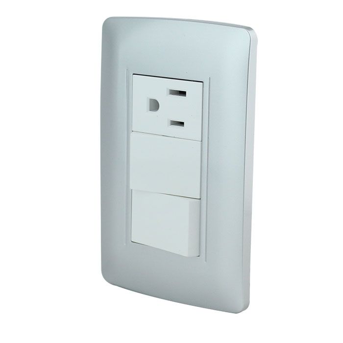Placa Armada Contacto y Doble Apagador Toscana Plata