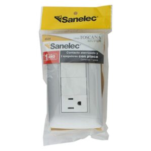 Placa Armada Contacto y Doble Apagador Toscana Plata