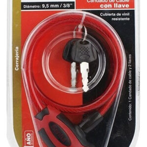 Candado Uso Rudo de cable de Acero 3/8" Largo 65cm con llave