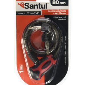 Candado Uso Rudo de cable de Acero 1/2" Largo 80cm con llave