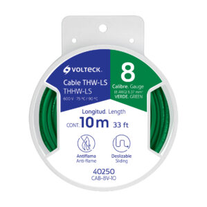 Cable Luz Calibre 8awg Carrete con 10m THHW-LS Verde