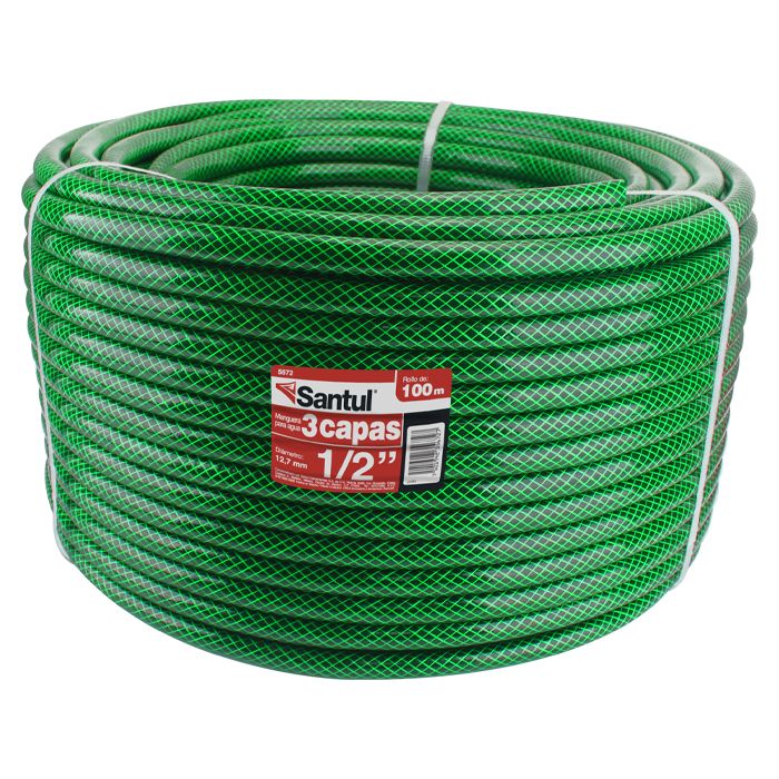 Rollo de 100m de Manguera Agua Jardin Tricapa de 1/2" Reforzada Antinudo