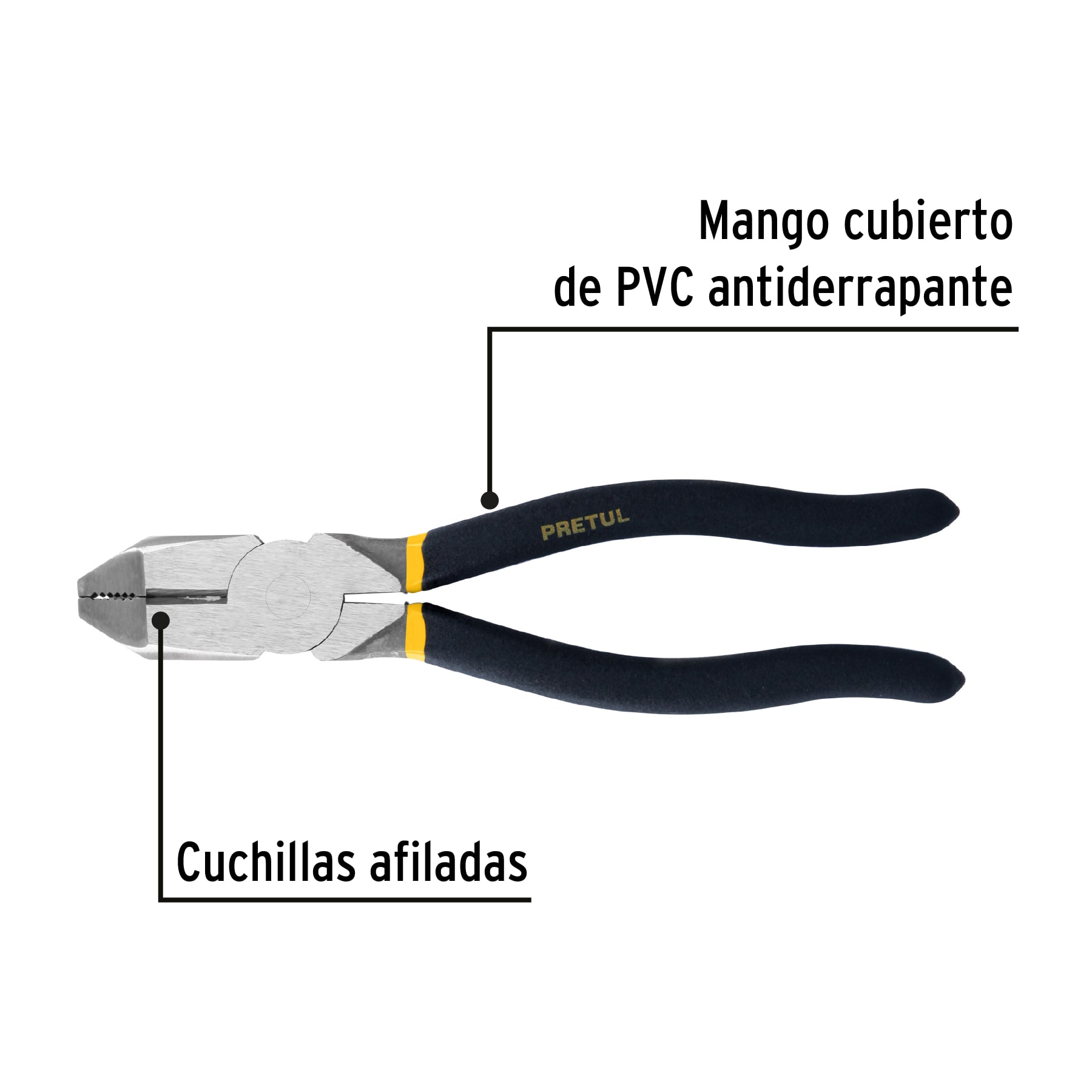 Pinza Pesada de Electricista 8" Pretul Blister