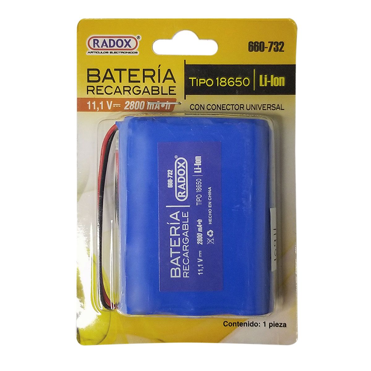 Bateria recargable Li-ion 11.1v de 2800 mAh tipo 3s 18650