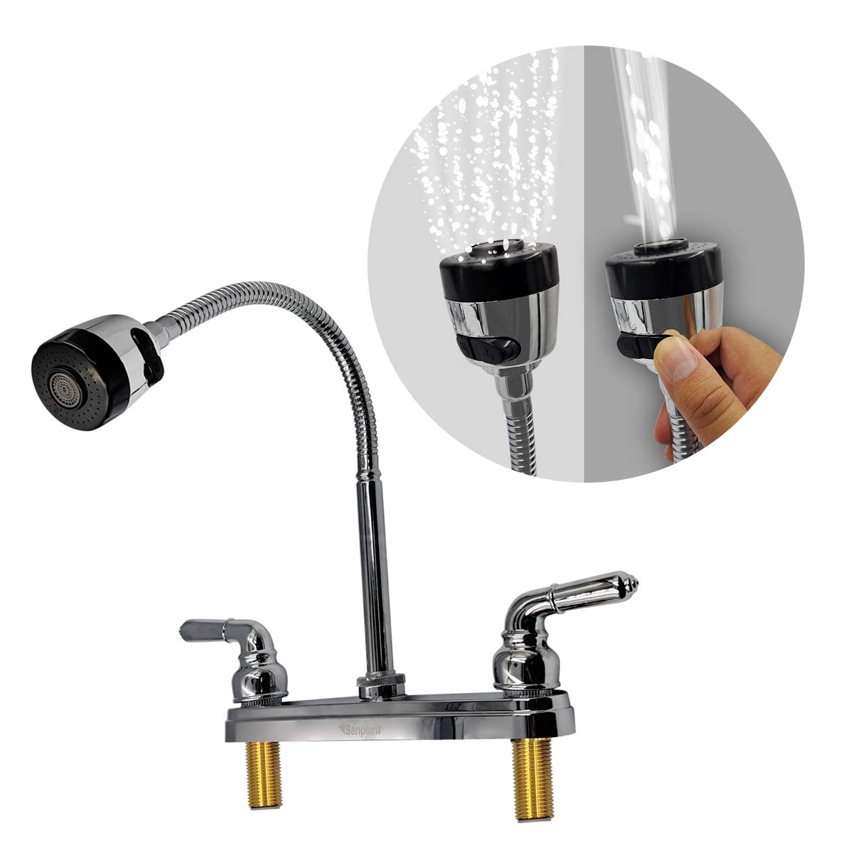 Mezcladora Fregadero Flexible Cromada Manerales Palanca