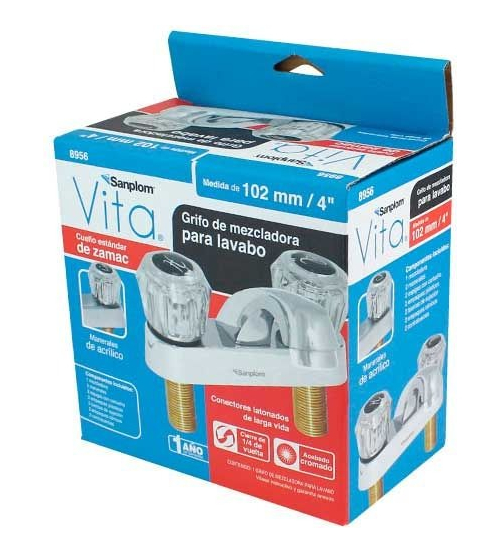 Llave Mezcladora Lavabo Cuello Corto Manerales de Acrilico