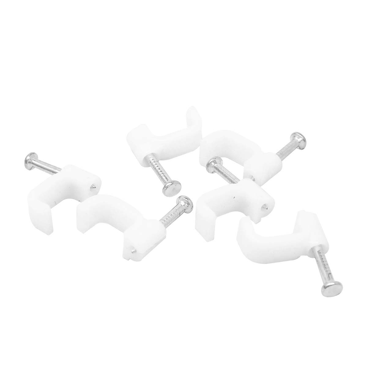 Grapa para cable plano 5x9mm blanca bolsa 100 piezas