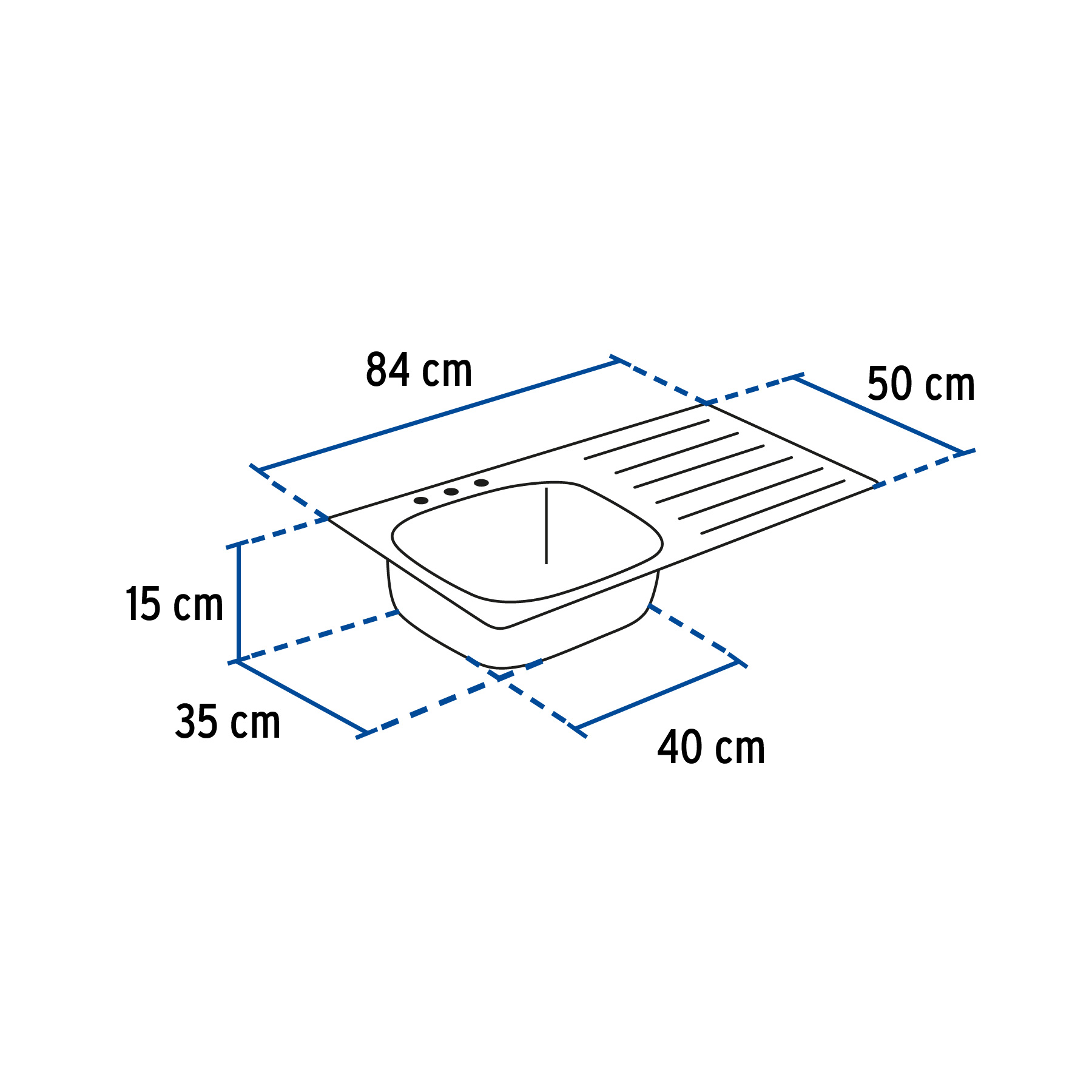 Tarja de empotrar 80x50cm Tina izquierda Calibre 24 Serie 304