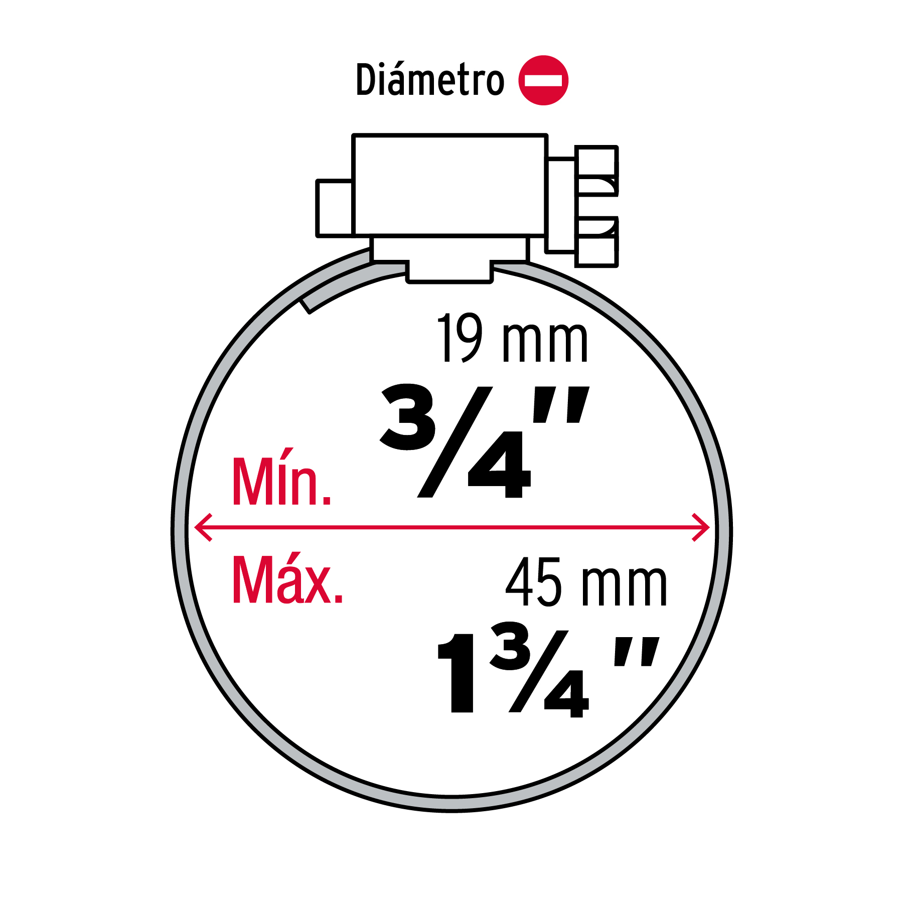 Pack 10 Pzas Abrazadera sin fin reforzada de 3/4 a 1-3/4"