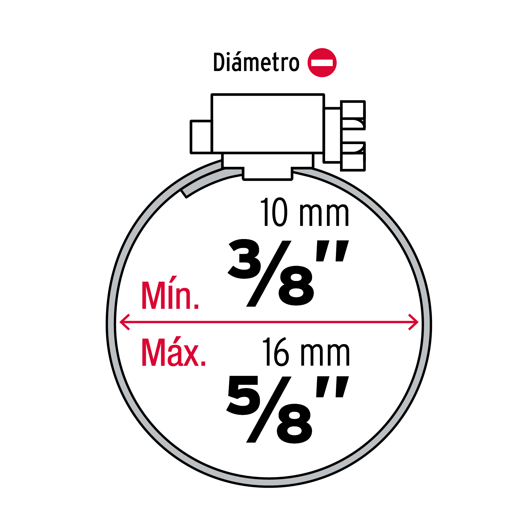 Pack de 10Pzas Abrazadera de 3/8 a 5/8" Reforzada