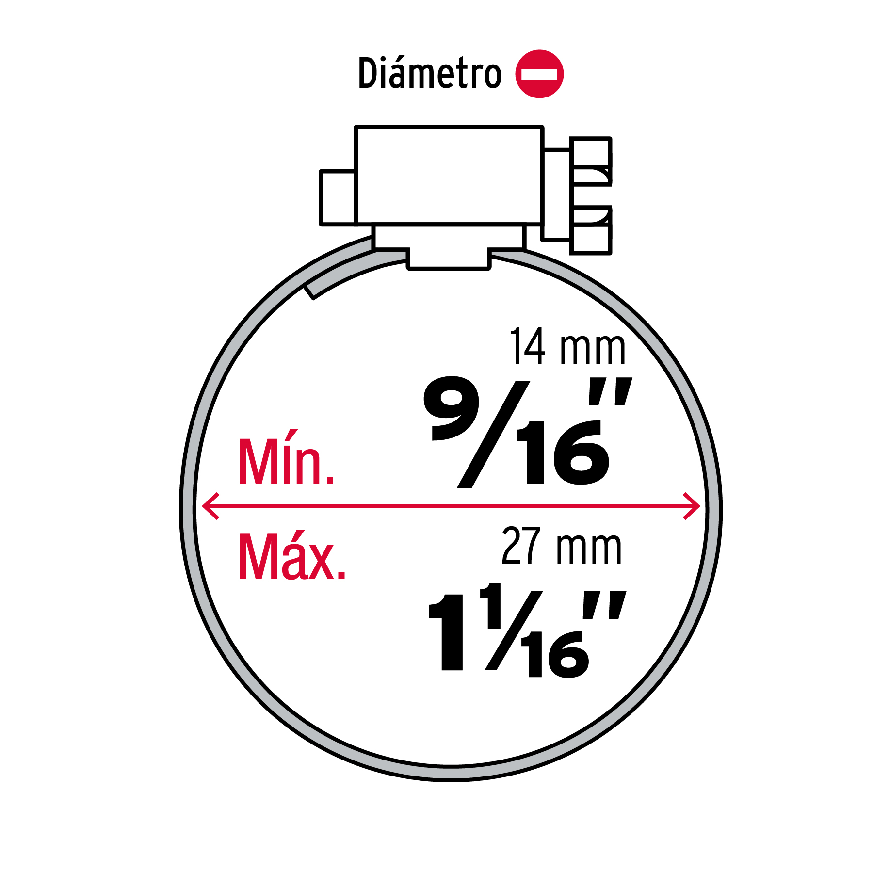 Abrazadera reforzada #7 de 9/16 - 1-1/16" bolsa con 10 pzas