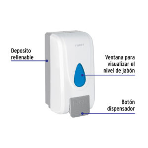 Dosificador de ABS para jabon espuma, blanco, FOSET