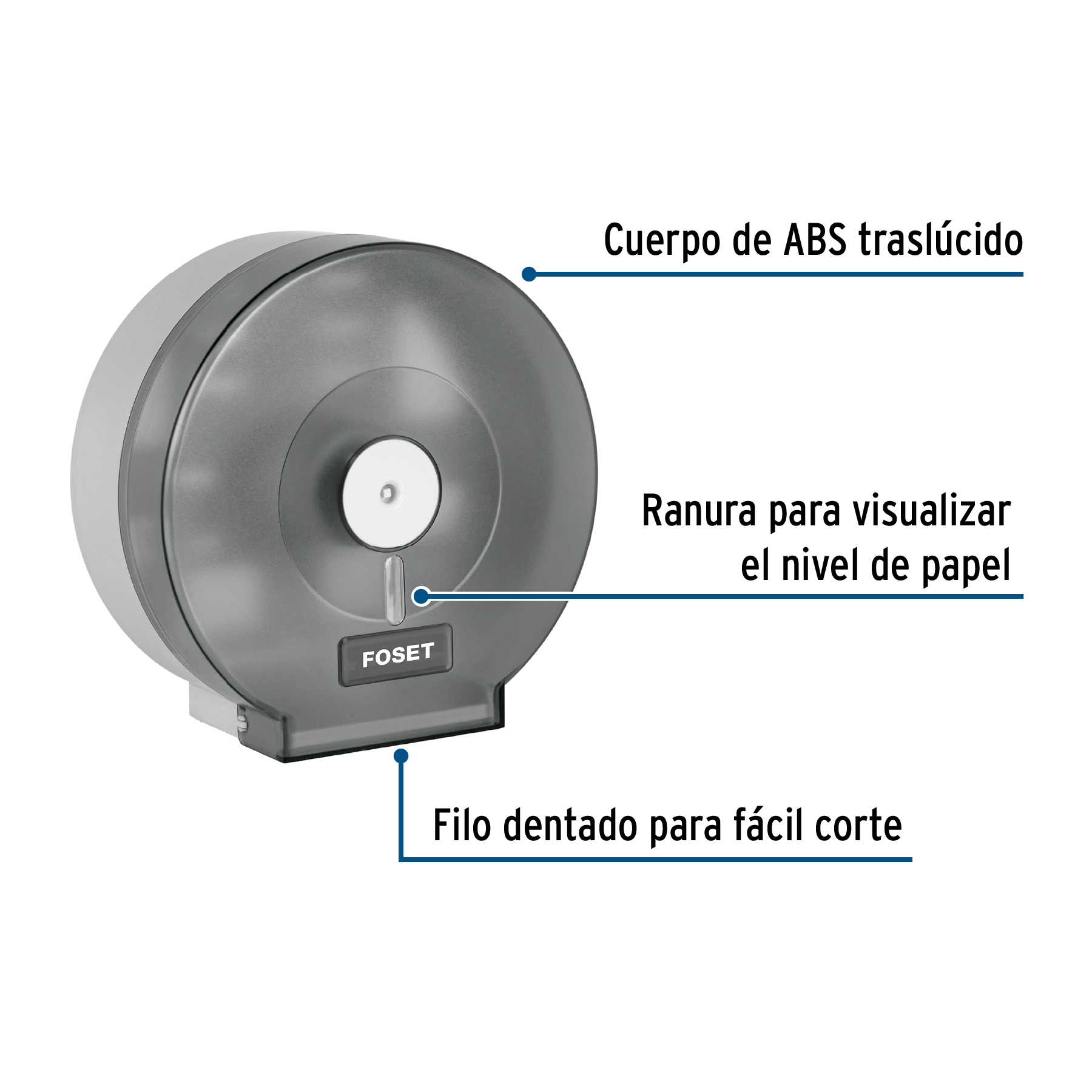 Dispensador Portarollo papel ABS humo