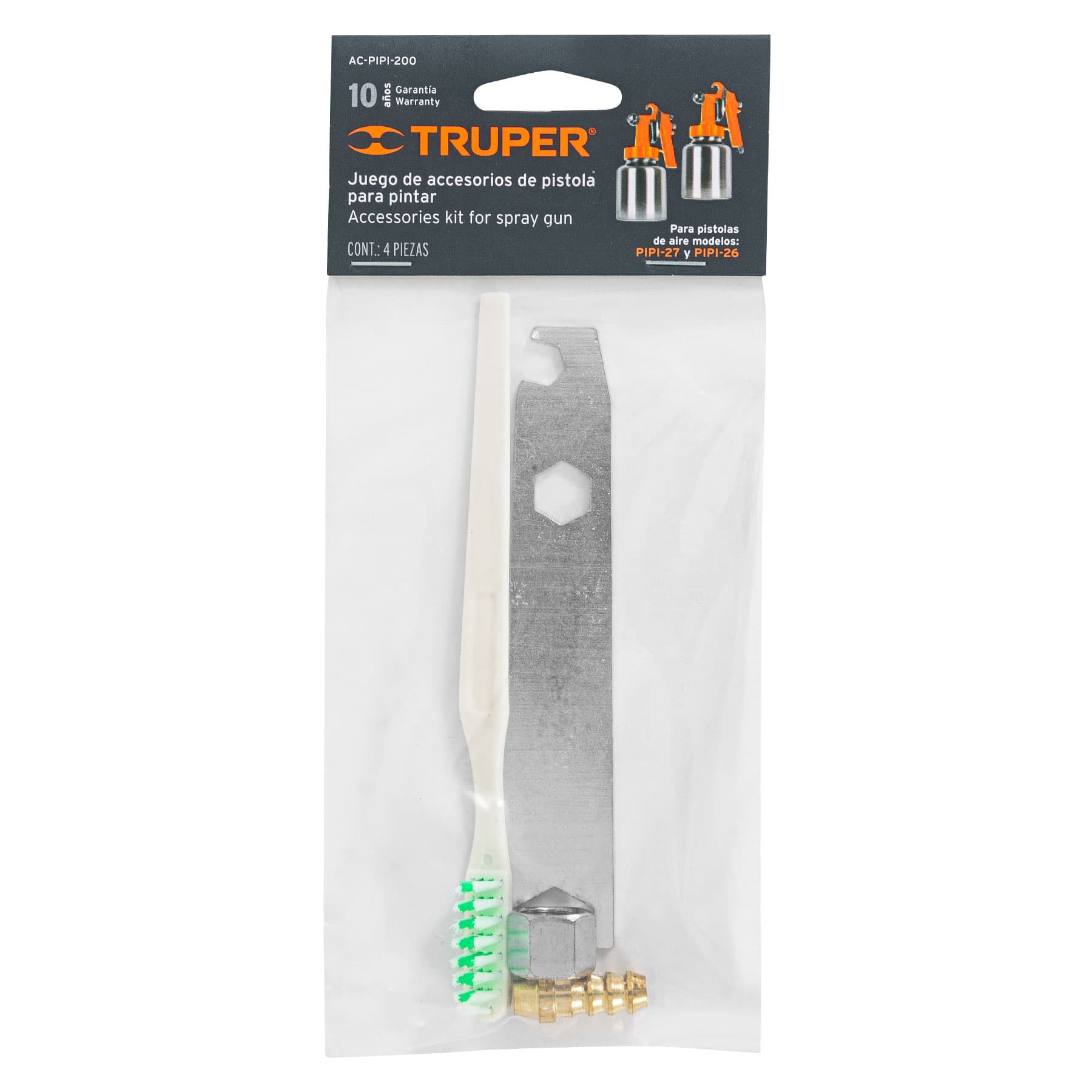 Kit Accesorios Llave, Cepillo, Tuerca y Espiga para Pistola Pintar