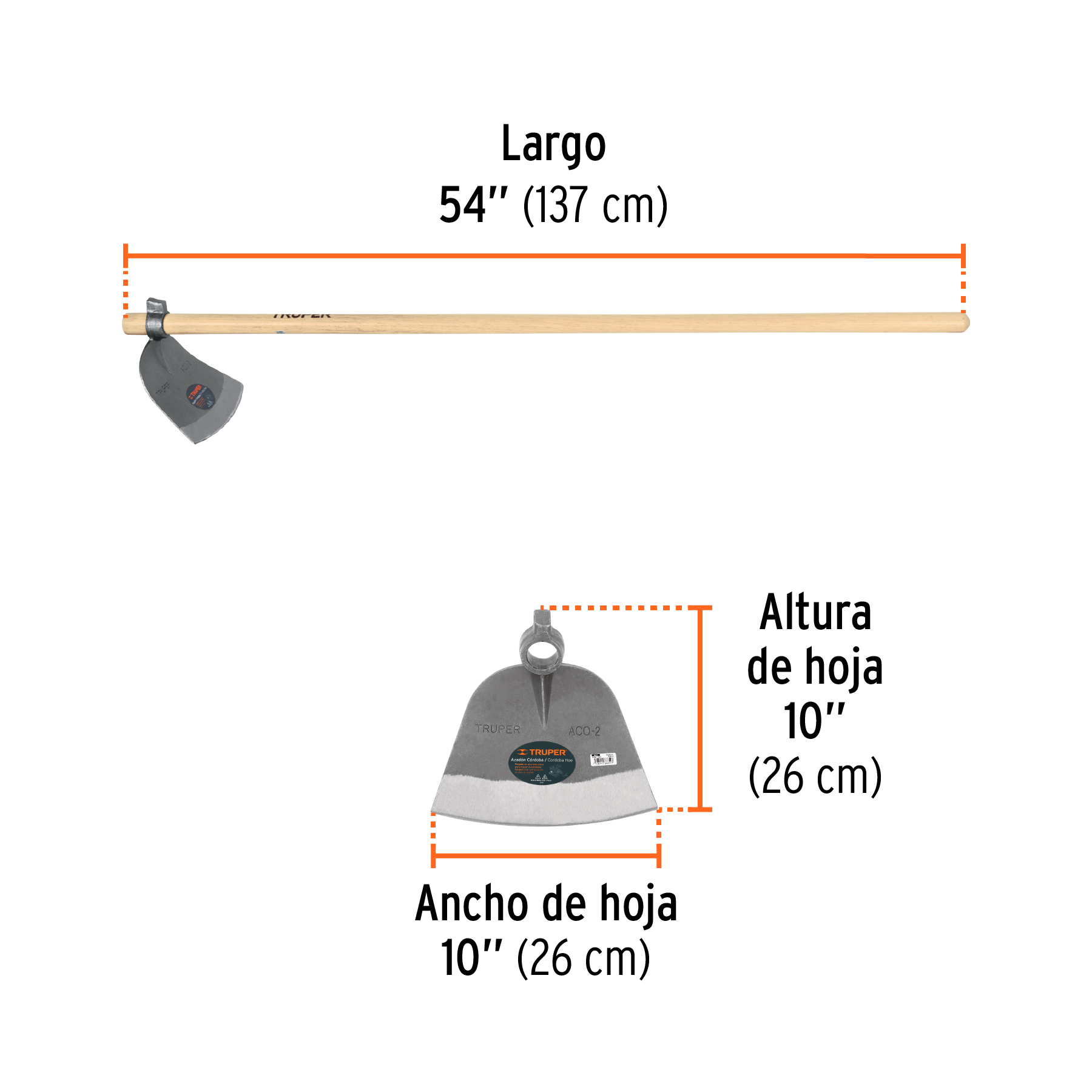Azadon Cordoba #2 con mango de 54"