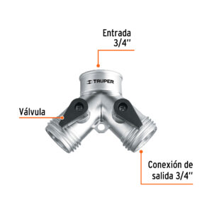 Conector "Y" para llave de aluminio entrada 3/4" manguera