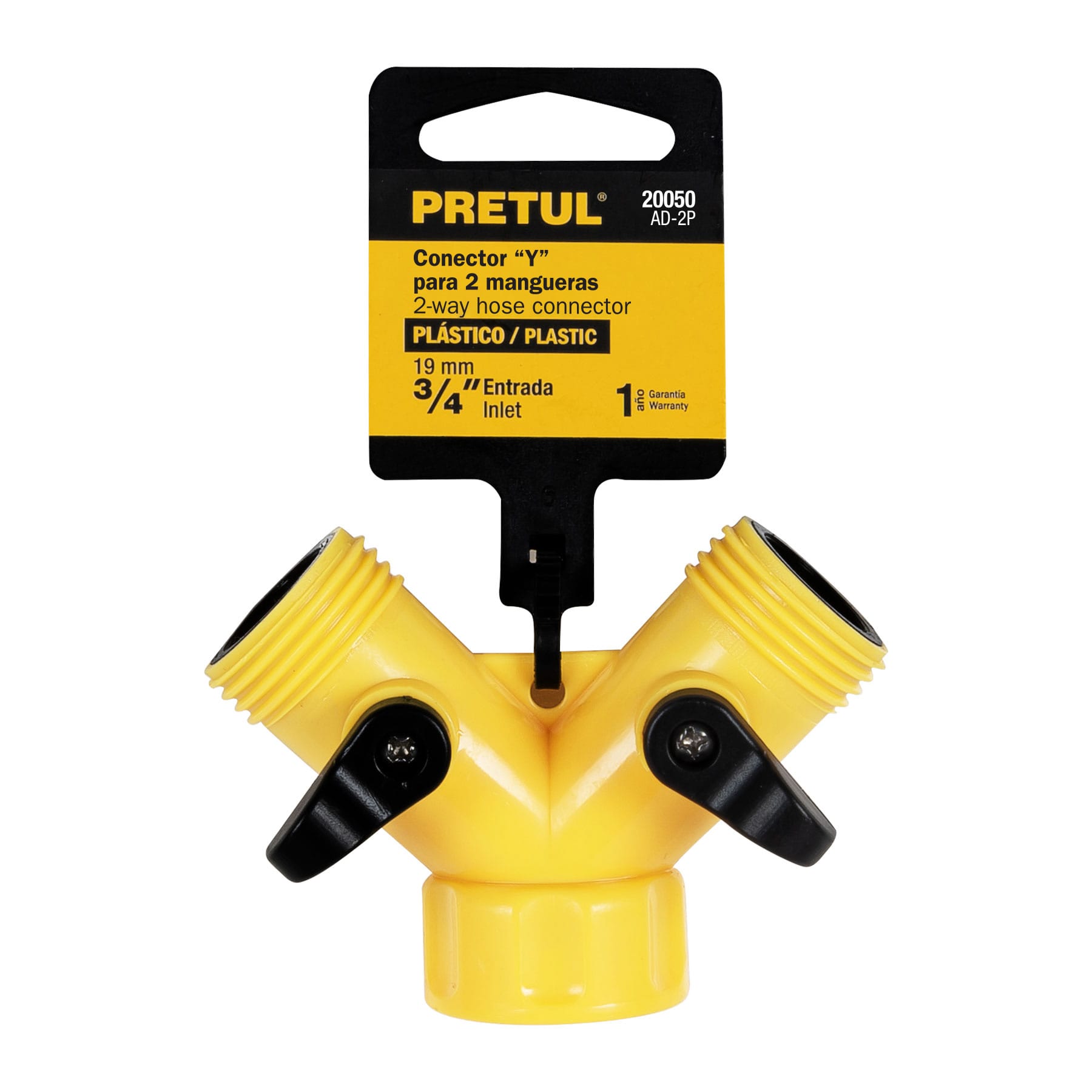 Conector "Y" para llave plastico Entrada 3/4" manguera Pretul