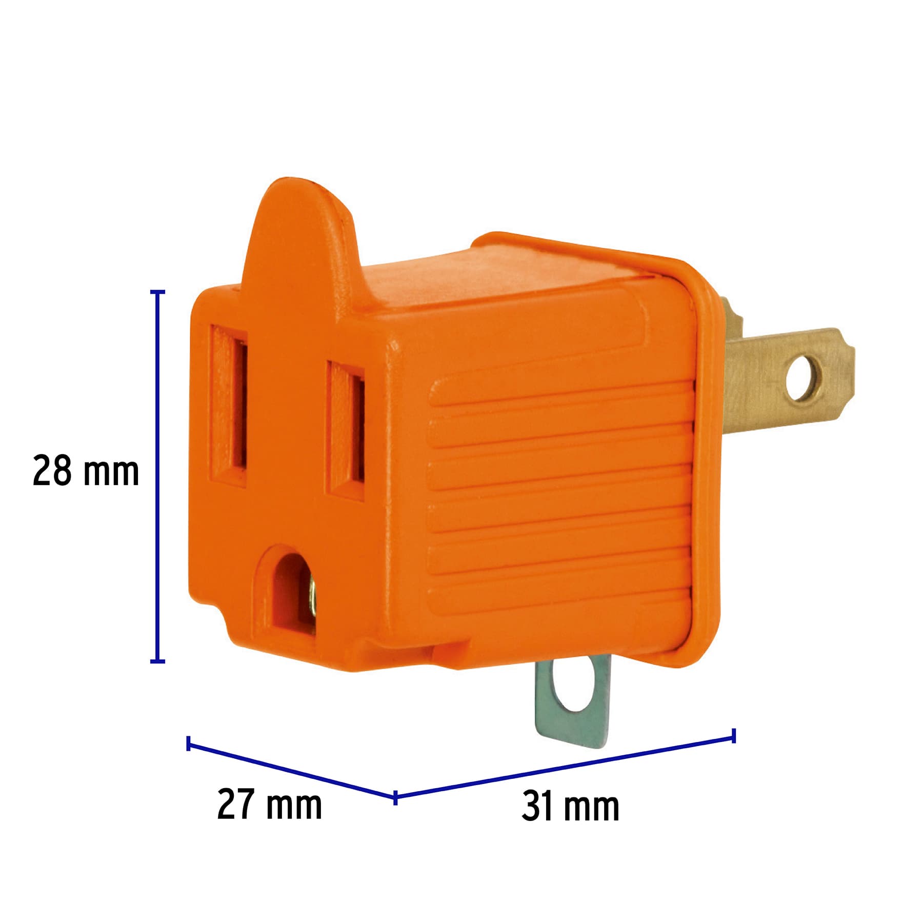 Adaptador Para Contacto Luz de 3 a 2 Naranja Volteck