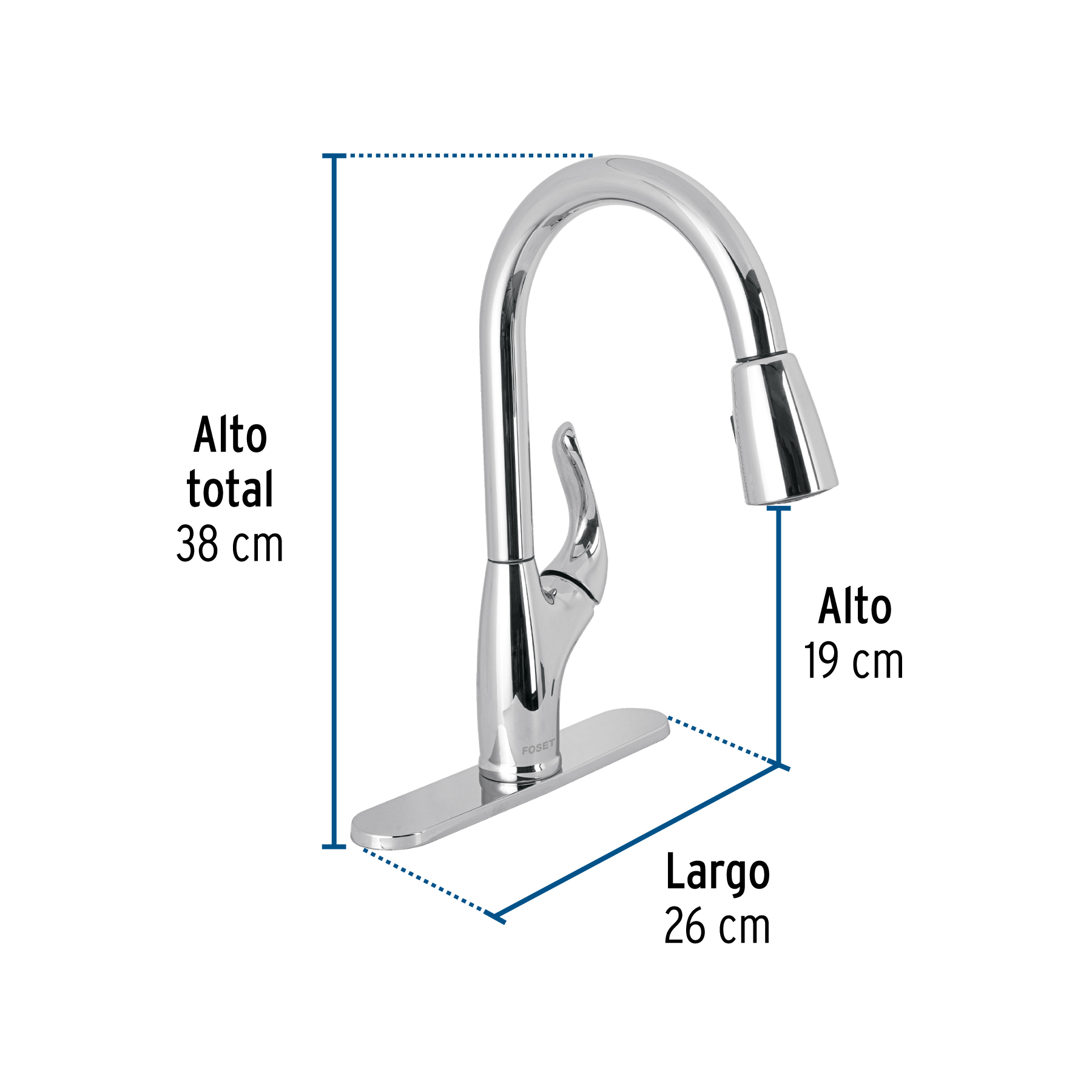 Mezcladora Monomando fregadero cromo nariz retractil