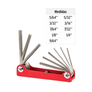 Juego de 9 llaves Allen tipo navaja cuerpo de lamina std