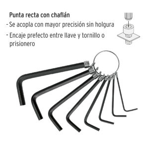 Juego de 8 llaves Allen tipo llavero milimetricas Pretul
