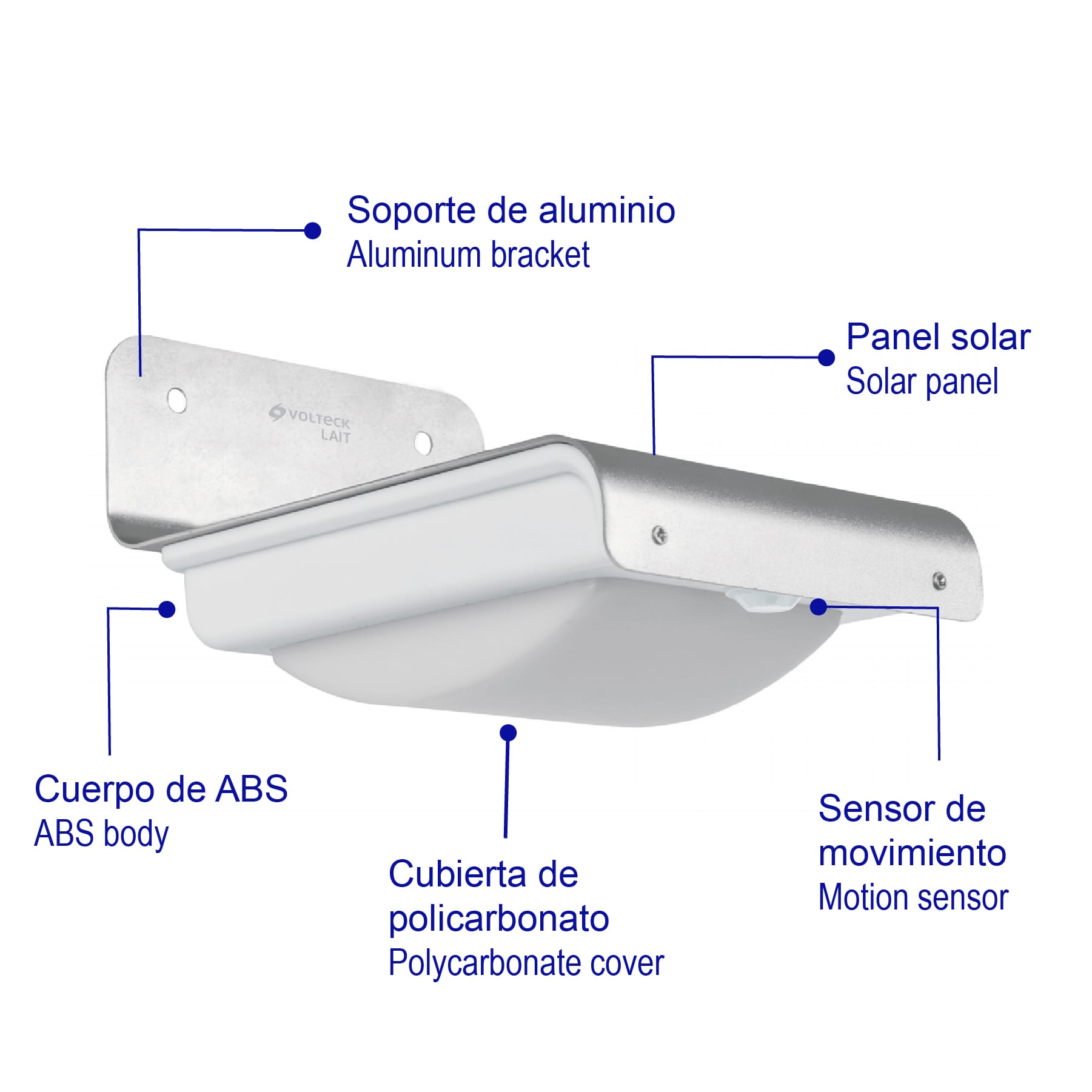 Arbotante solar con sensor de movimiento 16 Leds
