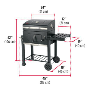 Asador de carbon de 24' con tapa, negro, Fiero