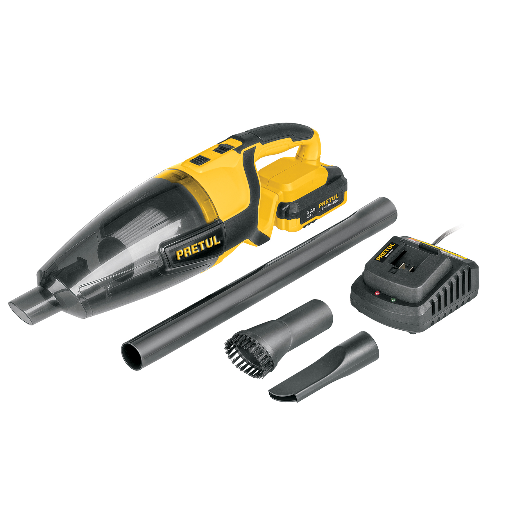 Aspiradora para auto, 20V, 1 bateria 2Ah, PRETUL