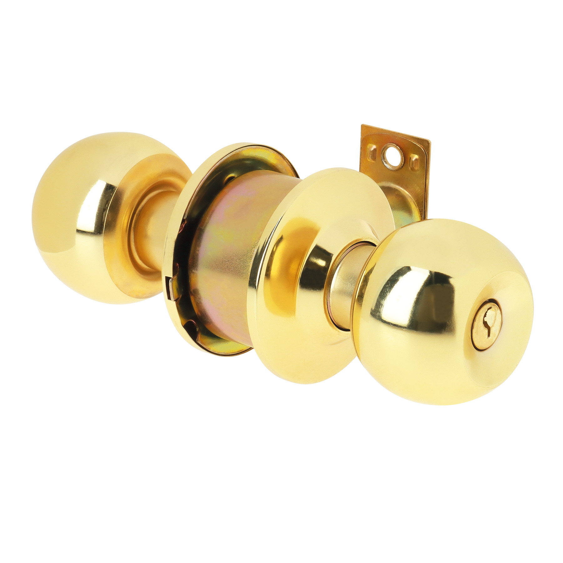 Cerradura Laton Brillante Esfera Recamara Hermex Basic