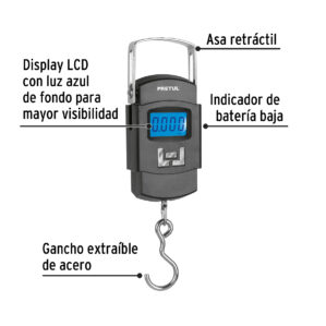 Bascula electronica colgante de pilas 50kg Pretul