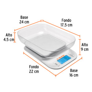 Bascula digital con tazon para cocina de 5kg Truper