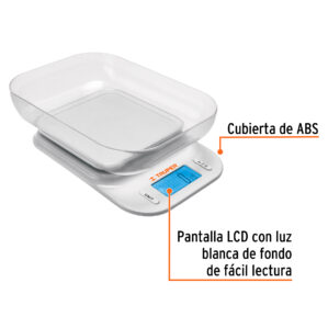 Bascula digital con tazon para cocina de 5kg Truper