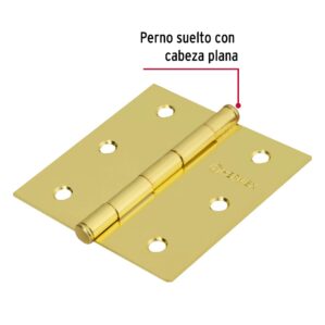 Bisagra cuadrada 3" acero latonado plana Hermex Basic