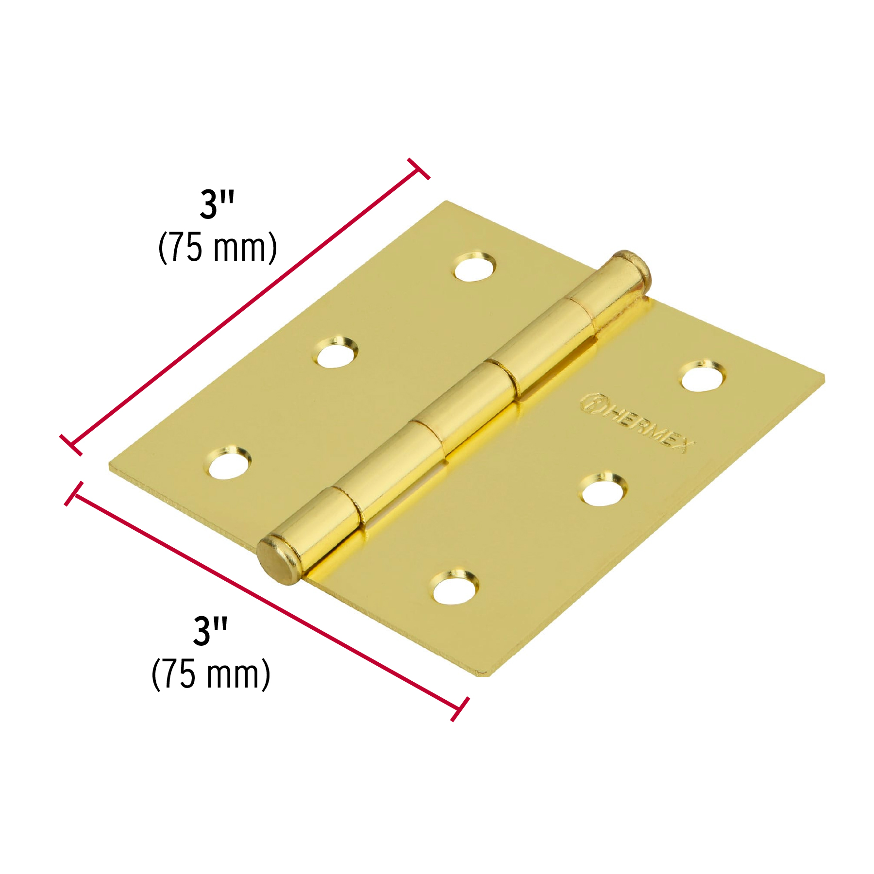 Bisagra cuadrada 3" acero latonado plana Hermex Basic