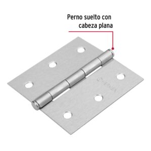 Bisagra Cuadrada 3" Acero Cromo Mate Plana Hermex Basic
