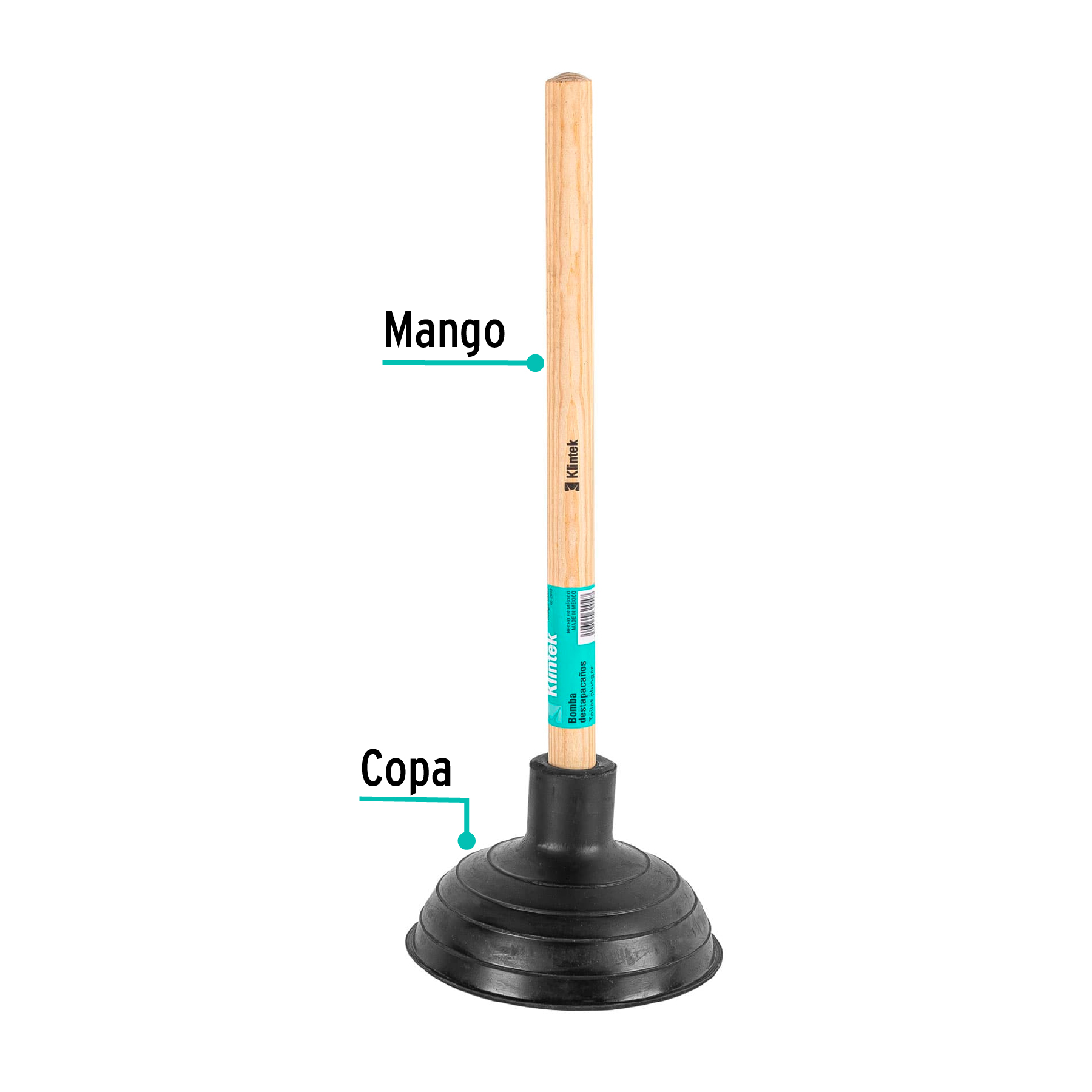 Bomba destapacaños WC baño de 6"