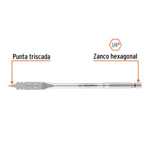 Broca plana de manita 3/8" Truper