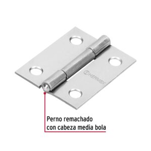 Bisagra rectangular 1-1/2" x 1-3/16" acero pulido