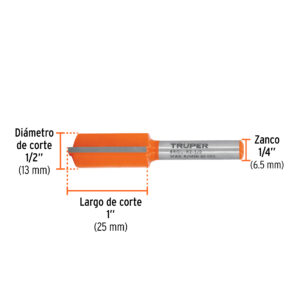 Broca para router, recta 2 filos, 1/2