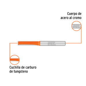 Broca para router, recta 2 filos, 1/4", larga