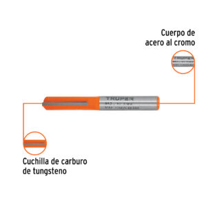 Broca para router, recta 2 filos, 1/4", mediana